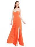 Tangerine Tango A-Line Sweetheart Strapless Sleeveless Long Bridesmaid Dress Meadow