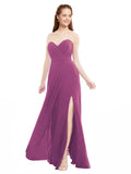 Wild Berry A-Line Sweetheart Strapless Sleeveless Long Bridesmaid Dress Meadow