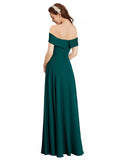 Hunter A-Line Off the Shoulder Cap Sleeves Long Bridesmaid Dress Lina