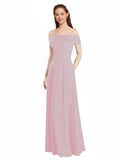 Primrose A-Line Off the Shoulder Cap Sleeves Long Bridesmaid Dress Lina