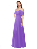 Tahiti A-Line Off the Shoulder V-Neck Sleeveless Long Bridesmaid Dress Marianna