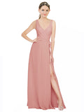 Bliss A-Line V-Neck Sleeveless Long Bridesmaid Dress Louisa