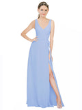 Lavender A-Line V-Neck Sleeveless Long Bridesmaid Dress Louisa