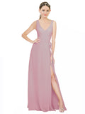 Primrose A-Line V-Neck Sleeveless Long Bridesmaid Dress Louisa