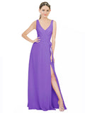 Tahiti A-Line V-Neck Sleeveless Long Bridesmaid Dress Louisa