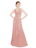 Bliss A-Line V-Neck Sleeveless Long Bridesmaid Dress Mollie