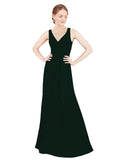 Ever Green A-Line V-Neck Sleeveless Long Bridesmaid Dress Mollie