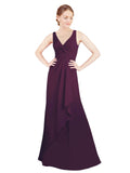 Grape A-Line V-Neck Sleeveless Long Bridesmaid Dress Mollie