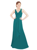 Hunter A-Line V-Neck Sleeveless Long Bridesmaid Dress Mollie