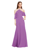 Dahlia A-Line Halter Cold Shoulder Long Bridesmaid Dress Glain