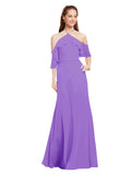 Tahiti A-Line Halter Cold Shoulder Long Bridesmaid Dress Glain