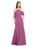 Wild Berry A-Line Halter Cold Shoulder Long Bridesmaid Dress Glain