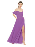 Dahlia A-Line Off the Shoulder Sleeveless Long Bridesmaid Dress Kris