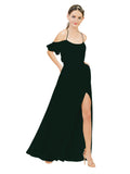 Ever Green A-Line Off the Shoulder Sleeveless Long Bridesmaid Dress Kris