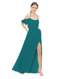 Hunter A-Line Off the Shoulder Sleeveless Long Bridesmaid Dress Kris