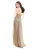 Champagne A-Line High Neck Sleeveless Long Bridesmaid Dress Diane