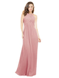 Bliss A-Line Halter Sleeveless Long Bridesmaid Dress Robyn