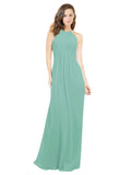 Jade A-Line Halter Sleeveless Long Bridesmaid Dress Robyn