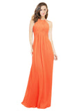 Tangerine Tango A-Line Halter Sleeveless Long Bridesmaid Dress Robyn