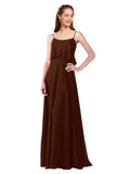 Chocolate A-Line Spaghetti Straps Sleeveless Long Bridesmaid Dress Catie