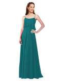 Hunter A-Line Spaghetti Straps Sleeveless Long Bridesmaid Dress Catie