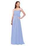 Lavender A-Line Spaghetti Straps Sleeveless Long Bridesmaid Dress Catie