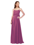 Wild Berry A-Line Spaghetti Straps Sleeveless Long Bridesmaid Dress Catie