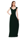 Ever Green A-Line V-Neck Cap Sleeves Long Bridesmaid Dress Ashleigh