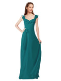 Hunter A-Line V-Neck Cap Sleeves Long Bridesmaid Dress Ashleigh