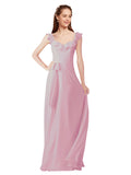 Primrose A-Line V-Neck Cap Sleeves Long Bridesmaid Dress Ashleigh