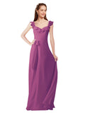 Wild Berry A-Line V-Neck Cap Sleeves Long Bridesmaid Dress Ashleigh