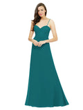 Hunter A-Line Spaghetti Straps Sweetheart Sleeveless Long Bridesmaid Dress Valarie