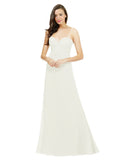 Ivory A-Line Spaghetti Straps Sweetheart Sleeveless Long Bridesmaid Dress Valarie