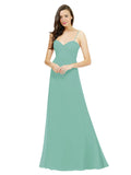 Jade A-Line Spaghetti Straps Sweetheart Sleeveless Long Bridesmaid Dress Valarie