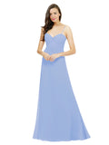 Lavender A-Line Spaghetti Straps Sweetheart Sleeveless Long Bridesmaid Dress Valarie