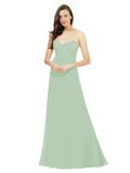 Sage A-Line Spaghetti Straps Sweetheart Sleeveless Long Bridesmaid Dress Valarie