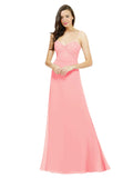 Salmon A-Line Spaghetti Straps Sweetheart Sleeveless Long Bridesmaid Dress Valarie