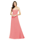 Watermelon A-Line Spaghetti Straps Sweetheart Sleeveless Long Bridesmaid Dress Valarie