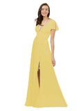 Daffodil A-Line V-Neck Cap Sleeves Long Bridesmaid Dress Dayna