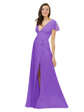 Tahiti A-Line V-Neck Cap Sleeves Long Bridesmaid Dress Dayna