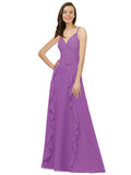 Dahlia A-Line Spaghetti Straps V-Neck Sleeveless Long Bridesmaid Dress Cristine