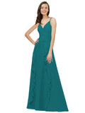 Hunter A-Line Spaghetti Straps V-Neck Sleeveless Long Bridesmaid Dress Cristine