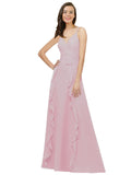 Primrose A-Line Spaghetti Straps V-Neck Sleeveless Long Bridesmaid Dress Cristine