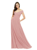 Bliss A-Line Off the Shoulder Sleeveless Long Bridesmaid Dress Jonila