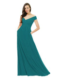 Hunter A-Line Off the Shoulder Sleeveless Long Bridesmaid Dress Jonila