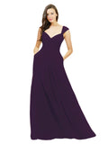 Grape A-Line Sweetheart V-Neck Sleeveless Long Bridesmaid Dress Gary