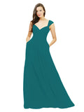 Hunter A-Line Sweetheart V-Neck Sleeveless Long Bridesmaid Dress Gary