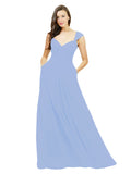 Lavender A-Line Sweetheart V-Neck Sleeveless Long Bridesmaid Dress Gary