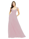 Primrose A-Line Sweetheart V-Neck Sleeveless Long Bridesmaid Dress Gary