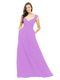 Violet A-Line Sweetheart V-Neck Sleeveless Long Bridesmaid Dress Gary